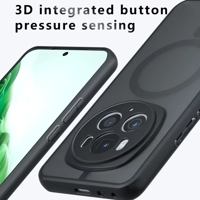Magnetische Schutzhülle für Honor Magic 7 Lite Pro und Magic 6 Pro, Matte Acryl Stoßfeste Schale, Schwarz - Bild 2