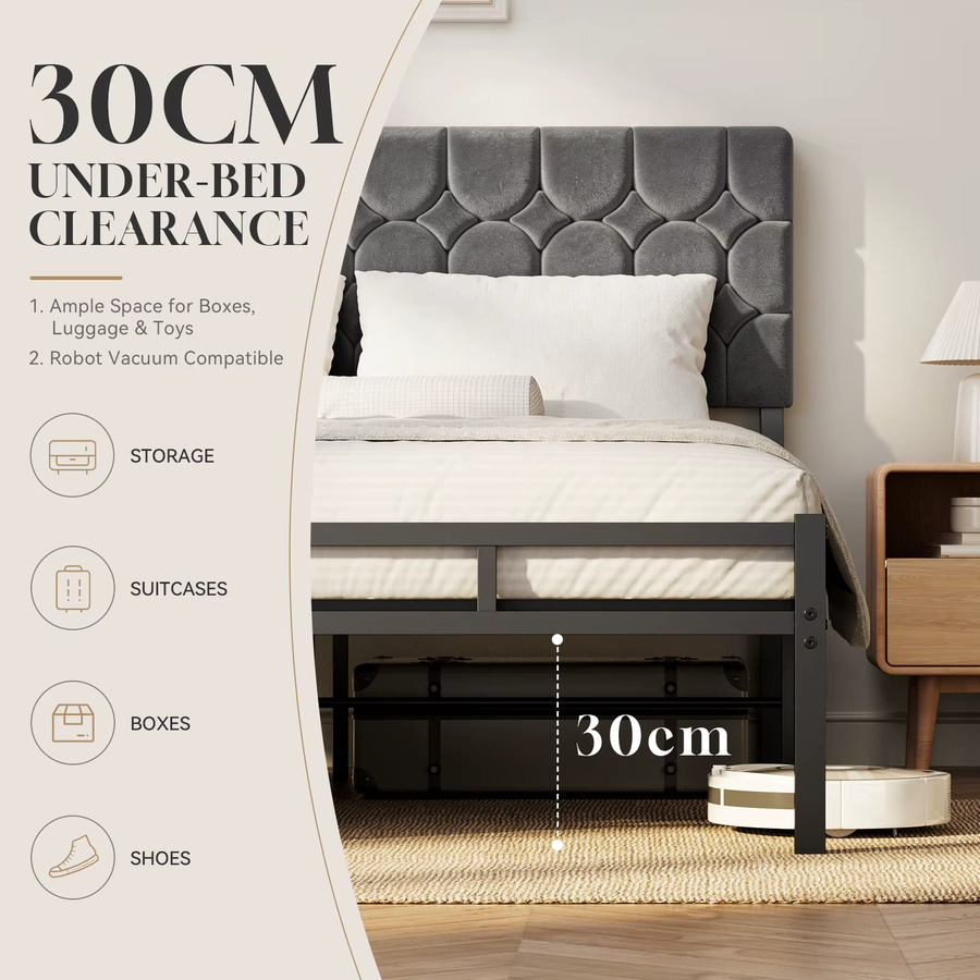 KUTAS Doppelbett mit Metallgestell und Lattenrost in Grau, B/T: 140 x 200 cm - Bild 2