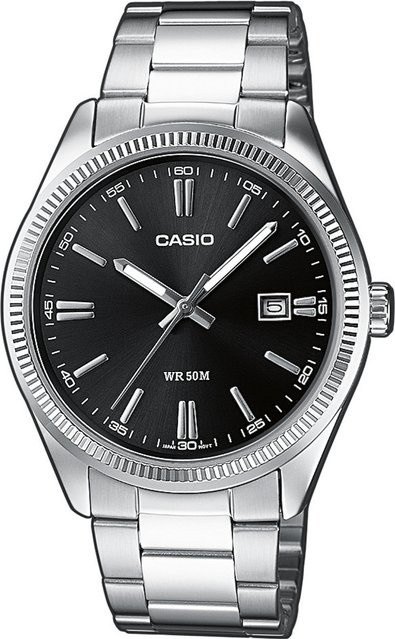 Casio Armbanduhr, Quarz, Edelstahl, Schwarz, 39 mm, Herren - Bild 1