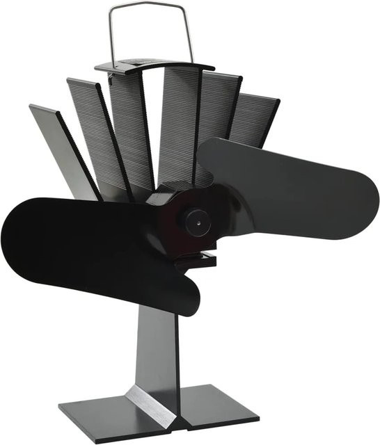 vidaXL Ofenventilator wärmebetrieben mit 2 Blättern in Schwarz B/T/H: 21,5 x 21,0 x 12,5 cm - Bild 1