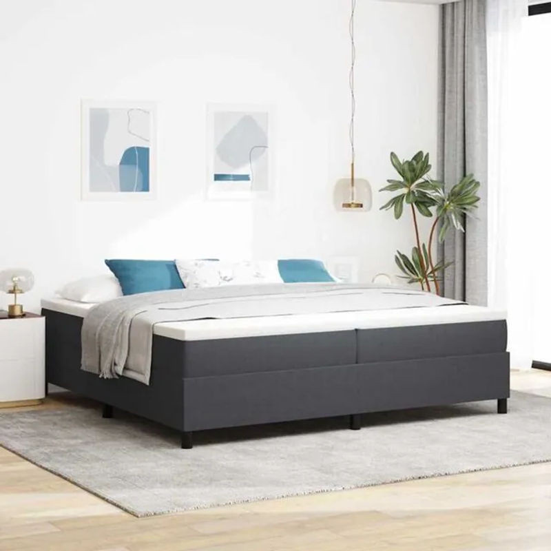 Modernes Boxspringbett von vidaxl in Anthrazit und Weiß aus Stoff, B/T/H: 203 x 200 x 60 cm - Bild 1