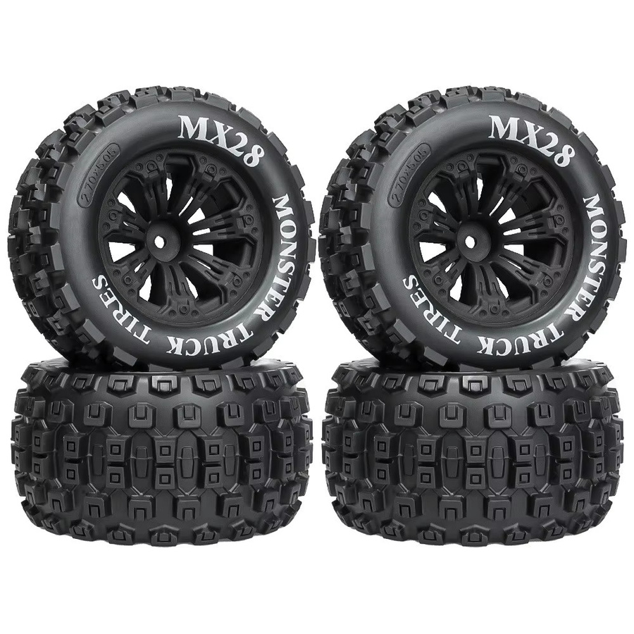 Wonder Rc RC-Truck-Reifen und -Räder, 4-teiliges Set, 128mm, 2,8-Zoll, vorgeklebt, mit 14mm Sechskant - Bild 2