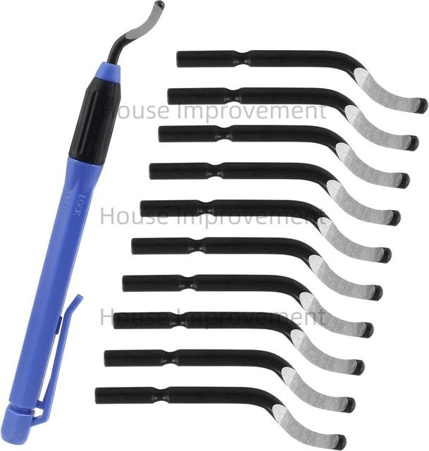 Entgratungswerkzeug-Set EO2000 mit 11 Klingen BS1010 und Kunststoffgriff in Blau für Metall, Kunststoff, Aluminium, Kupfer und Holz - Bild 1