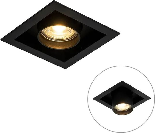 QAZQA Moderne Einbauleuchte Schwarz, quadratisch, dimmbar und verstellbar, GU10 - Bild 1