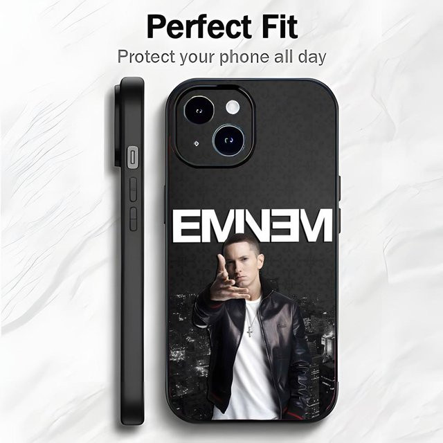 Handyhülle mit Eminem Rap Motiv in Schwarz für iPhone 17 Air, 16, 15, 14, 13 Pro Max - Bild 1