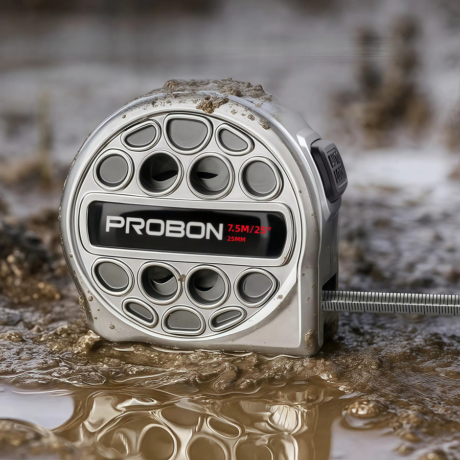PROBON Auto-Lock Stahlmaßband in Silber, wasserdicht und hochbelastbar mit metrischer und imperialer Dual-Skala für Holzbearbeitung und DIY-Projekte - Bild 5