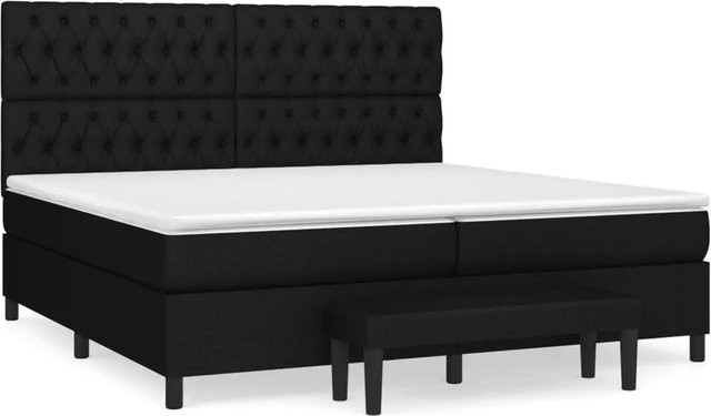 vidaXL Boxspringbett mit Matratze in Schwarz aus Stoff, Hybrid-Modell mit Taschenfederkern, B/T: 200 x 200 cm - Bild 1