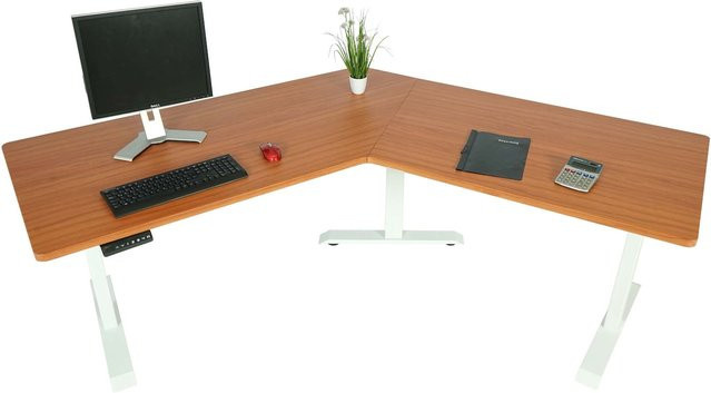 Elektrisch höhenverstellbarer Schreibtisch MCW-D40 Computertisch in Natur und Weiß - Bild 1