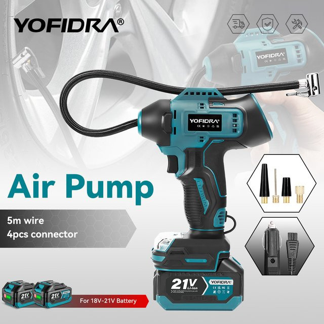 YOFIDRA Aufblasbare Elektrische Luftpumpe mit Digitalanzeige und Automatikfunktion für Makita 18-21V Akku - Bild 1