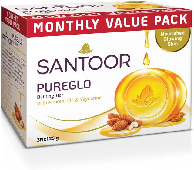 Santoor PureGlo Glycerinseife mit Mandelöl und Glycerin, 125g - Bild 1