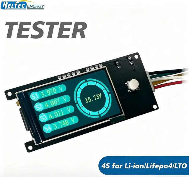 Heltec Batteriespannungstester für Li-Ion, LiFePO4 und LTO Packs in Schwarz zur Überwachung von Einzelzellen und Serien-Spannung, 4S 6S 8S - Bild 1