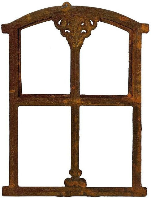 Klappbares Stallfenster aus Gusseisen im Antik-Stil, Farbe Rostig, B: 46 cm, H: 30 cm - Bild 1