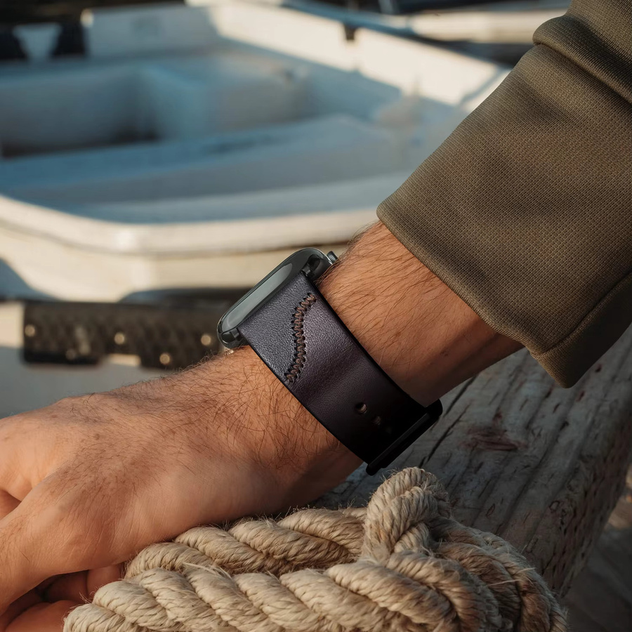 MAIKES Uhrenarmband Leder, Bicolor, passend für Apple Watch Ultra 49 mm, 46 mm, 45 mm, 42 mm - Bild 3