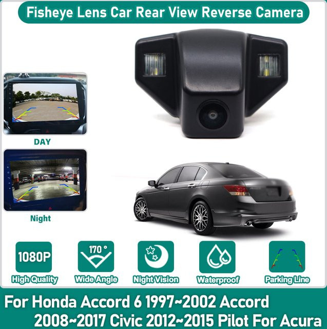 HESHECAM Rückfahrkamera HD 1080x720P mit 170 Grad Sichtwinkel in Schwarz für Honda Accord, Civic und Pilot sowie Acura Modelle - Bild 1