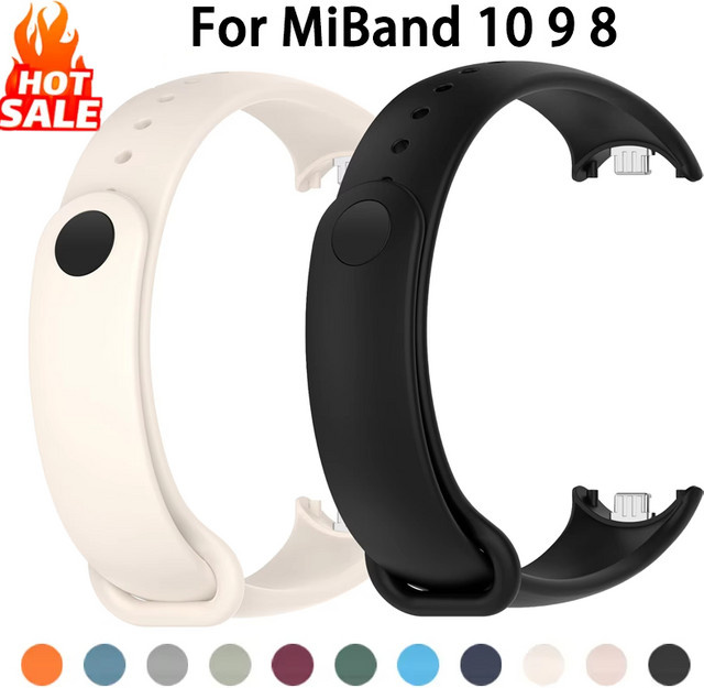 NEY Uhrenarmband Silikon, Weiß, Xiaomi Mi Band 10 9 8, NFC - Bild 1