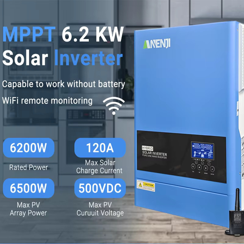 ANENJI Hybrid Solar Inverter 11KW mit Dual PV Eingang, Reine Sinus Welle, 48V 230V, MPPT Solar Ladegerät, Blau - Bild 3