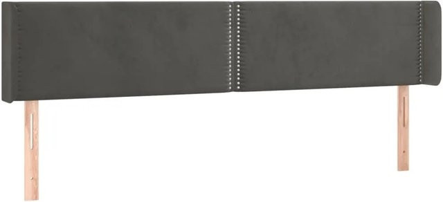 vidaXL Kopfteil mit Ohren aus Samt in Dunkelgrau, B/T/H: 203 x 16 x 78/88 cm - Bild 1