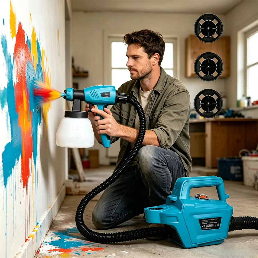 Parrior HVLP Elektrischer Farbsprüher in Blau mit 800W Leistung, 1300ml abnehmbarem Behälter und 3 Düsen für Gartenmöbel und Zaun - Bild 6