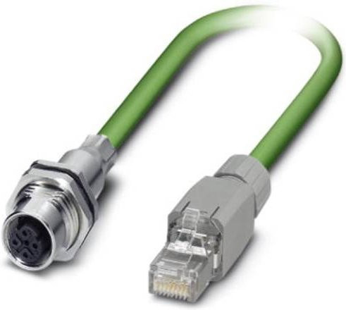 Phoenix Contact M12 / RJ45 Patchkabel CAT 5e SF/UTP Ethernet LAN, Grün, Länge: 1,00 m - Bild 1