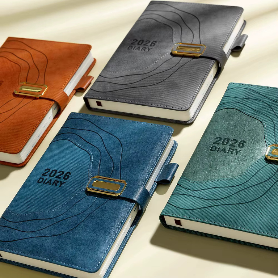 Englischer Tagesplaner 2026 in A5 mit Hardcover, 365 Tage Daily Agenda Notizblock, Blau - Bild 4