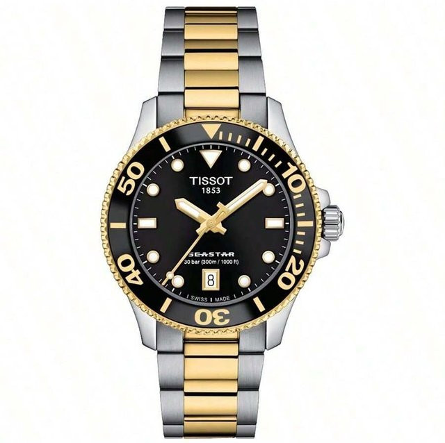 Tissot Armbanduhr Seastar 1000, Edelstahl, Quarz, 36 mm, Damen, Schwarz - Bild 2