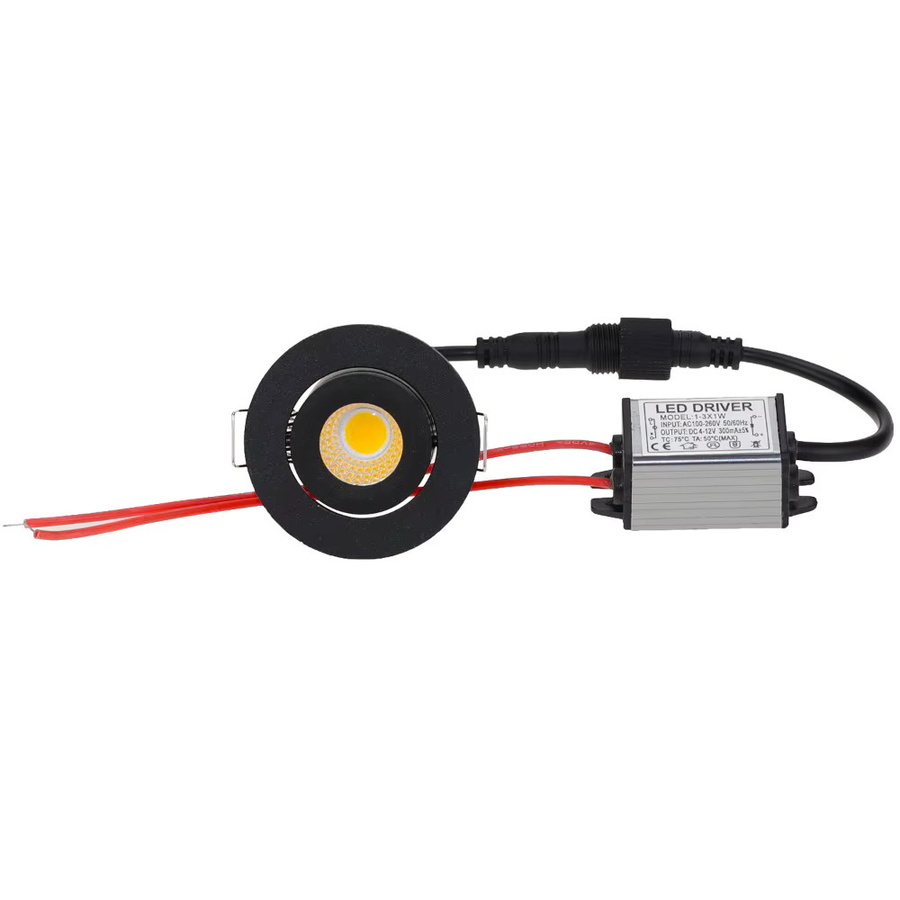 JOYINLED 3W Mini Runde Wasserdichte LED-Einbauleuchte in Schwarz mit Warmweißem Licht für Wohnzimmer und Schlafzimmer - Bild 3