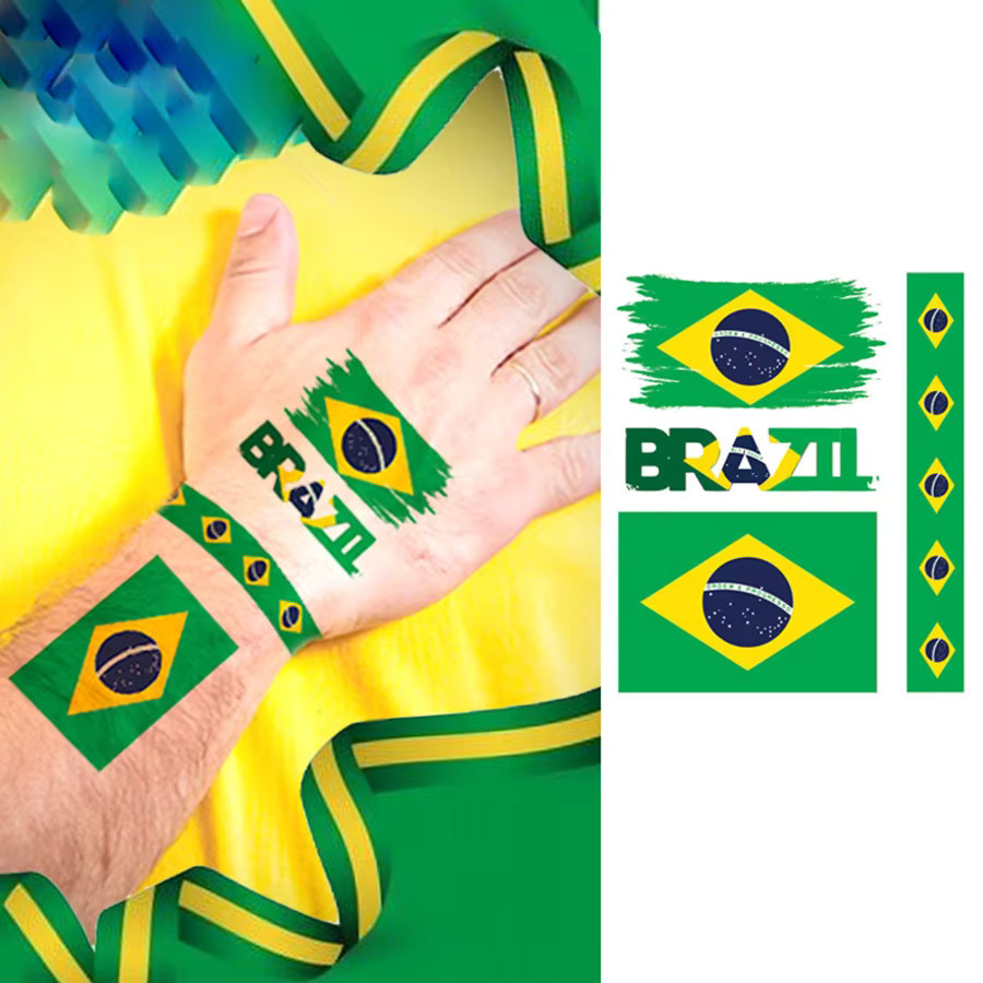 JKCODE TATTOO Temporäre Tattoos, Brasilianische Flagge, Unisex - Bild 3