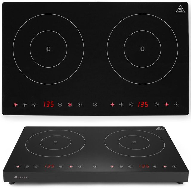 Hendi Induktionskochfeld Black Line mit 2 Kochzonen, Touch-Panel, Farbe: Black - Bild 1