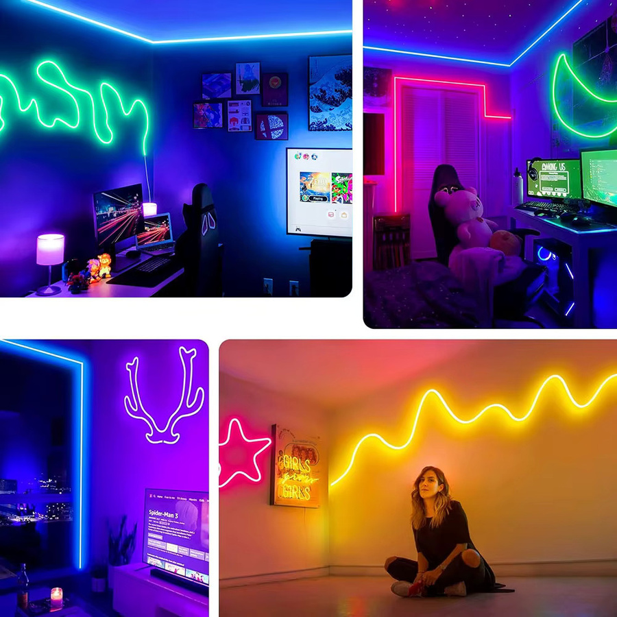 Acosh RGB Neon-Flex LED-Lichterkette für TV-Hintergrundbeleuchtung mit 24-Tasten-Fernbedienung und dimmbarer Helligkeit in Mehrfarbig - Bild 5