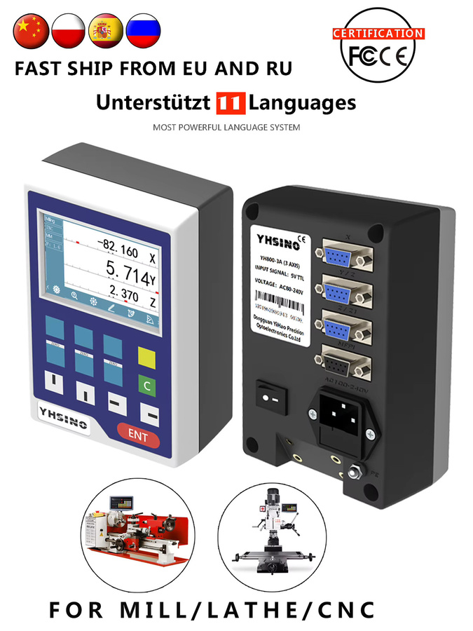 YHSINO YH800-2A/YH800-3A Mini-LCD-DRO Multifunktions-Digitalanzeige für Drehmaschinen mit 2 oder 3 Achsen, 14 Sprachen und TTL DB9 Anschluss - Bild 6