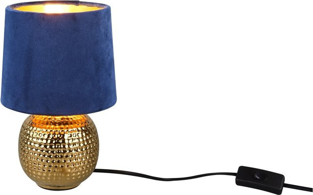 Reality Tischleuchte Sophia in Gold und Blau aus Keramik und Stoff, B/T/H: 26,0 x 16,0 x 16,0 cm - Bild 1