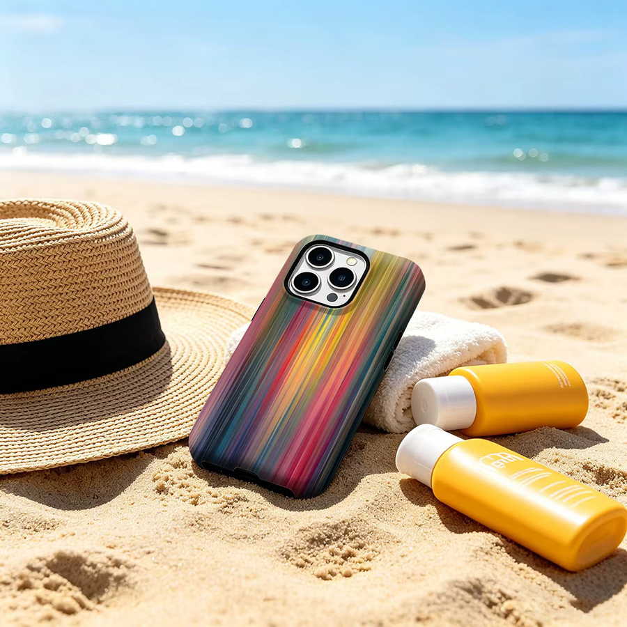 CaseChic MagSafe Schutzhülle mit Farbverlauf und vertikalen Streifen für iPhone 17 16 15 14 Pro Max Plus, matte stoßfeste PC-Hülle, Multicolour - Bild 4