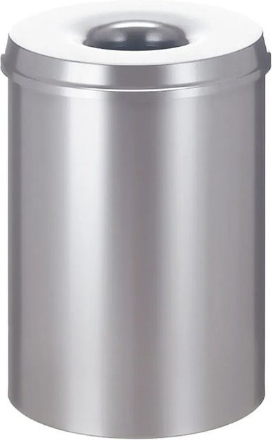 PROREGAL Selbstlöschender Papierkorb und Abfallsammler aus Metall, Silber, H: 47 cm, Ø: 33,5 cm, 30 Liter - Bild 1