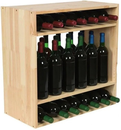 PROREGAL Modulares Weinregal Vincellar aus massivem Kiefernholz in Natur, Platz für 32 Flaschen, H x B x T: 60 x 60 x 30 cm