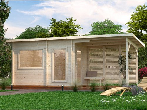 PALMAKO Saunahaus Sanna aus Fichtenholz in Braun mit Blockbohlensystem, B/T/H: 630 x 230 x 249 cm - Bild 1