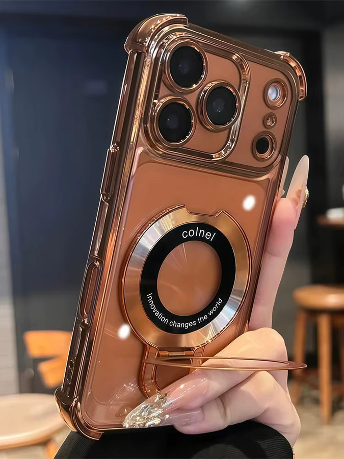 Xeber Magnetische MagSafe Schutzhülle mit integriertem Ständer und Halterung für iPhone 11 bis iPhone 17 Pro Max Plus, Stoßfeste Galvanisierte Hülle in Silver oder Gold - Bild 2