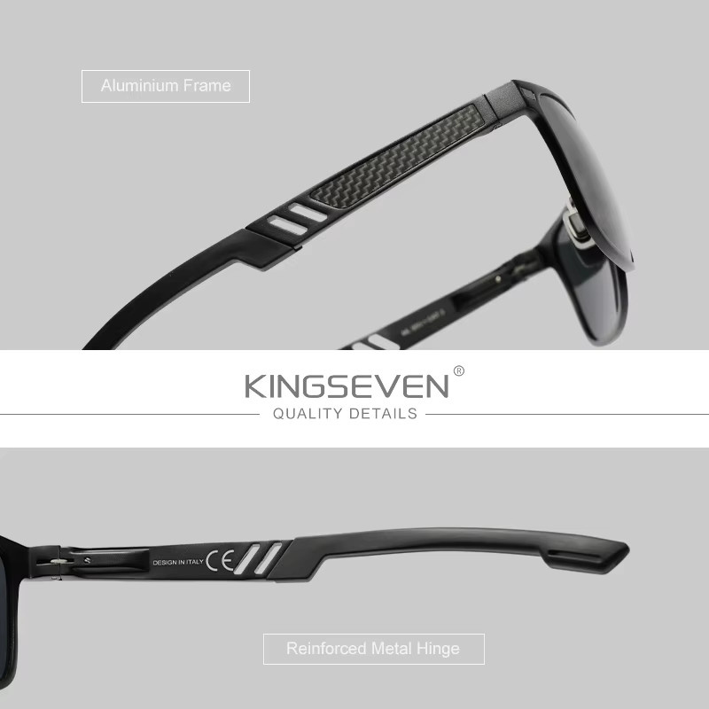 Kings even Sonnenbrille, Unisex, Vollrand, rechteckig, schwarz, polarisiert - Bild 4