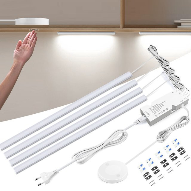 MALITAI LED Küchenschrank Licht 12V Aluminium Bar Lampe in Silber mit Touch Motion Sensor und dimmbarer Funktion zur Holz-Durchdringung (25mm) B/T/H: 30 x 40 x 50 cm - Bild 1