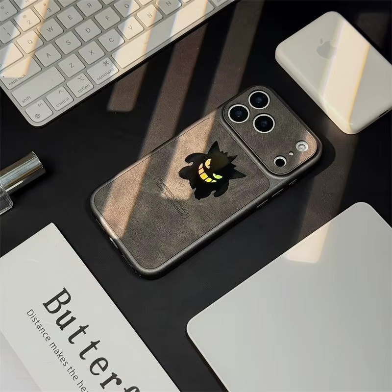 Potdemiel Anime Gengar Handyhülle mit Ledertextur und Laser-Design für iPhone 17 16 15 14 13 Max stoßfeste Schutzhülle - Bild 2
