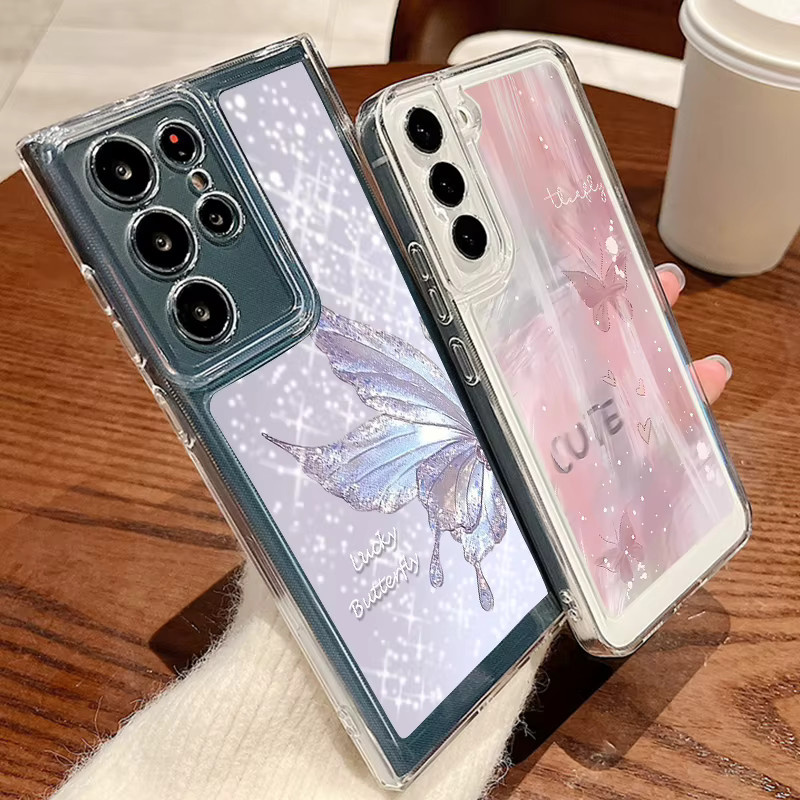 Transparente Schmetterlings-Silikonhülle für Samsung Galaxy S25 S24 S23 Ultra S22 Plus S24 FE A56 A55 A54 A36 A35 A34 A26 A15 A14 5G - Bild 1