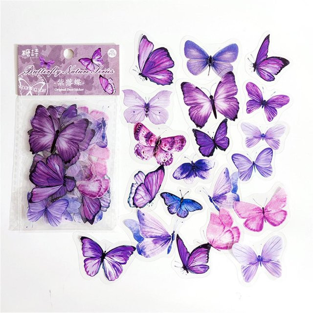 Love Home Garden Bunte Schmetterling Pflanzen Aufkleber aus PET für Scrapbooking und Tagebuch, 40 Stück, Pink/Mehrfarbig - Bild 1