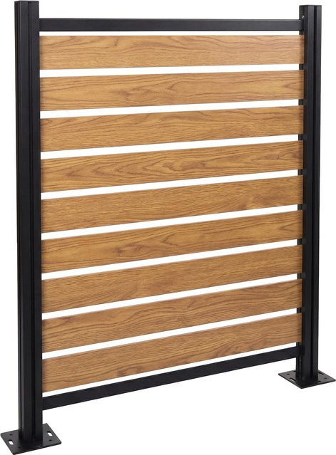 Alu Mülltonnen-Zaun MCW-K57 Basiselement Mülltonnenverkleidung in Holzoptik, hellbraun, H x B x T: 130 x 110 x 6 cm - Bild 1