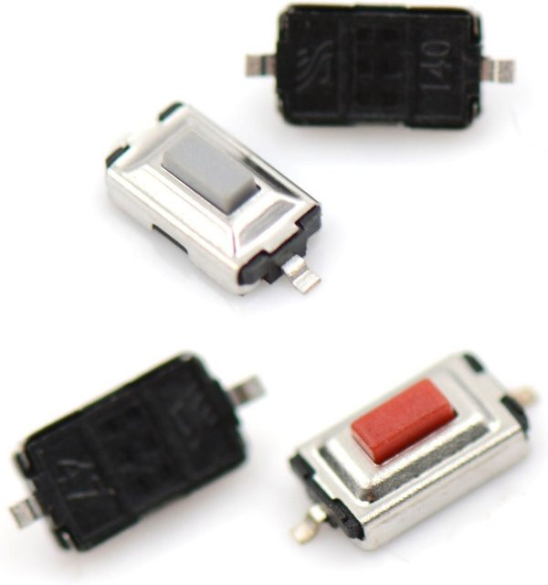 20 Stück ZSDZFYLLK SMD Takt Schalter 2-Pin Mikroschalter in Rot und Weiß, B/T/H: 3 x 6 x 2,5 mm - Bild 1