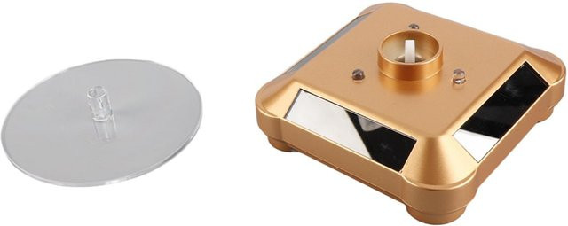 Neoglint Solarbetriebener LED Elektrischer Drehteller Ausstellungsständer für Schmuck und Telefon in Gold und Beige - Bild 1