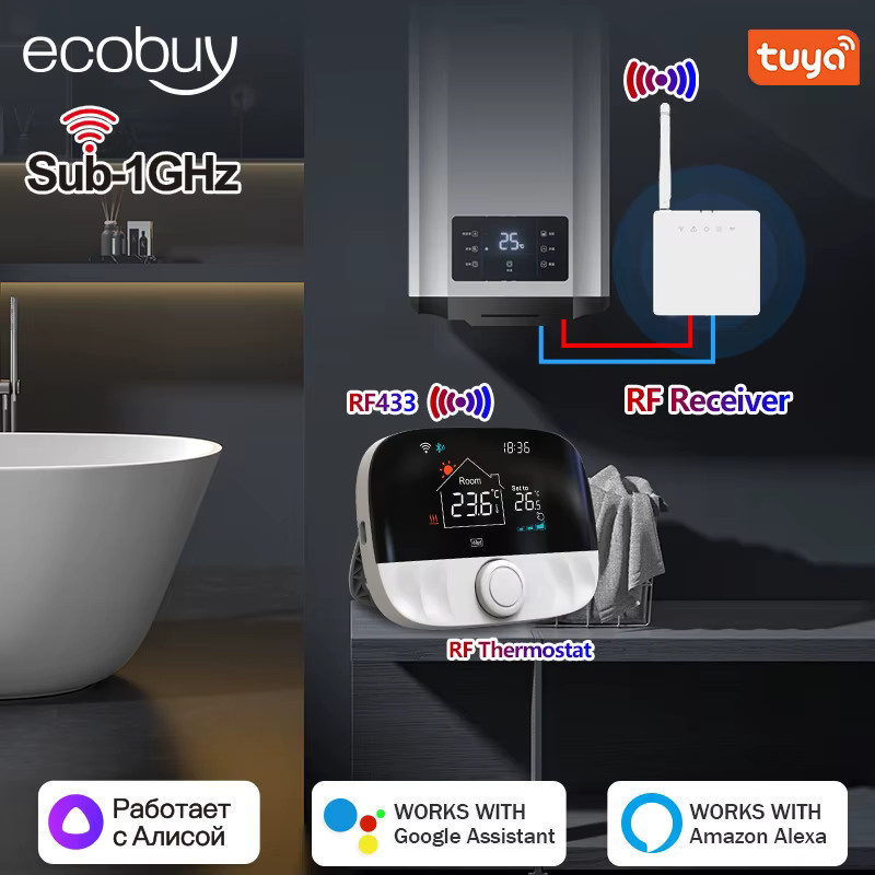 Tuya Smart Wifi Thermostat für Gasheizungen mit App-Steuerung und Alexa Google Home Integration, Weiß - Bild 4