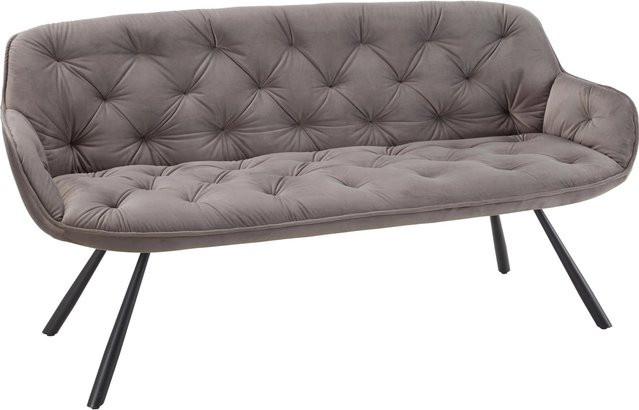 Mömax Sitzbank aus Samt in Grau und Schwarz mit Metallbeinen, B/T/H: 171 x 360 x 45 cm - Bild 1