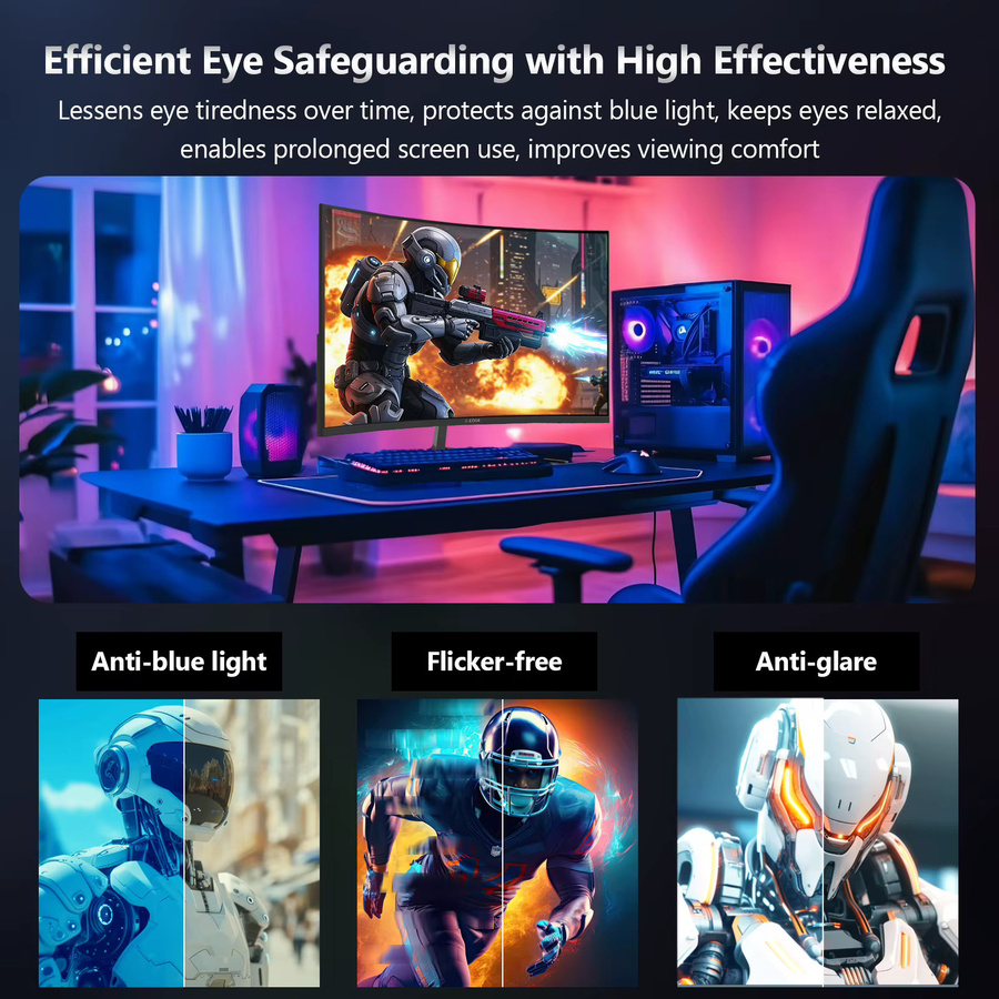 Z-EDGE 24 Zoll Gaming-Monitor mit 200Hz, Full HD, 1ms MPRT, 1650R Curved VA-Panel, HDR und FreeSync in Schwarz - Bild 2