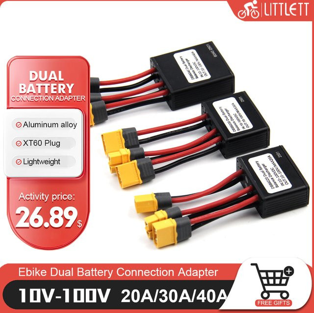 LITTLE TT Ebike Dual Batterie Entladungskonverter Anschluss Adapter Switcher Modul Schwarz 10V-100V 20A/30/40A - Bild 1