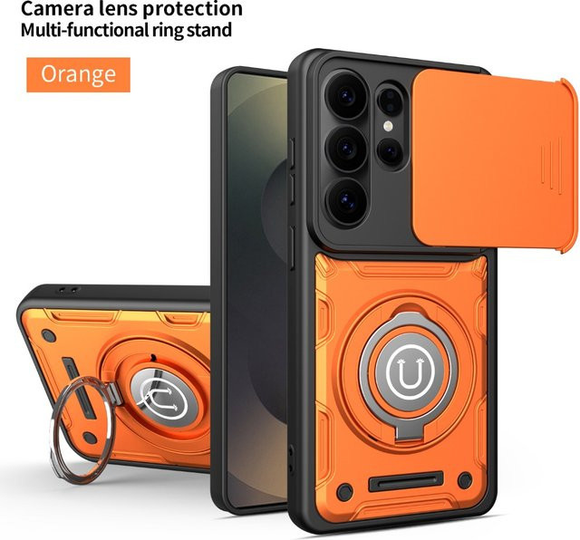 Magnetische 360 Grad Ring-Kickstand Handyhülle mit Schiebe-Kameraabdeckung für Samsung Galaxy S26 Ultra S25 Plus S24 FE A57 A37 A17 A07 in Blau - Bild 1