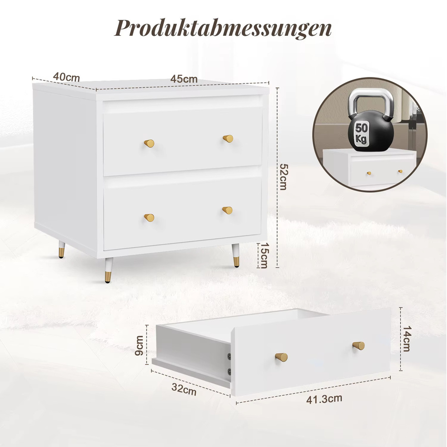 Hiazurm 2-Kommoden-Set in Weiß für Schlafzimmer und Wohnzimmer - Bild 2